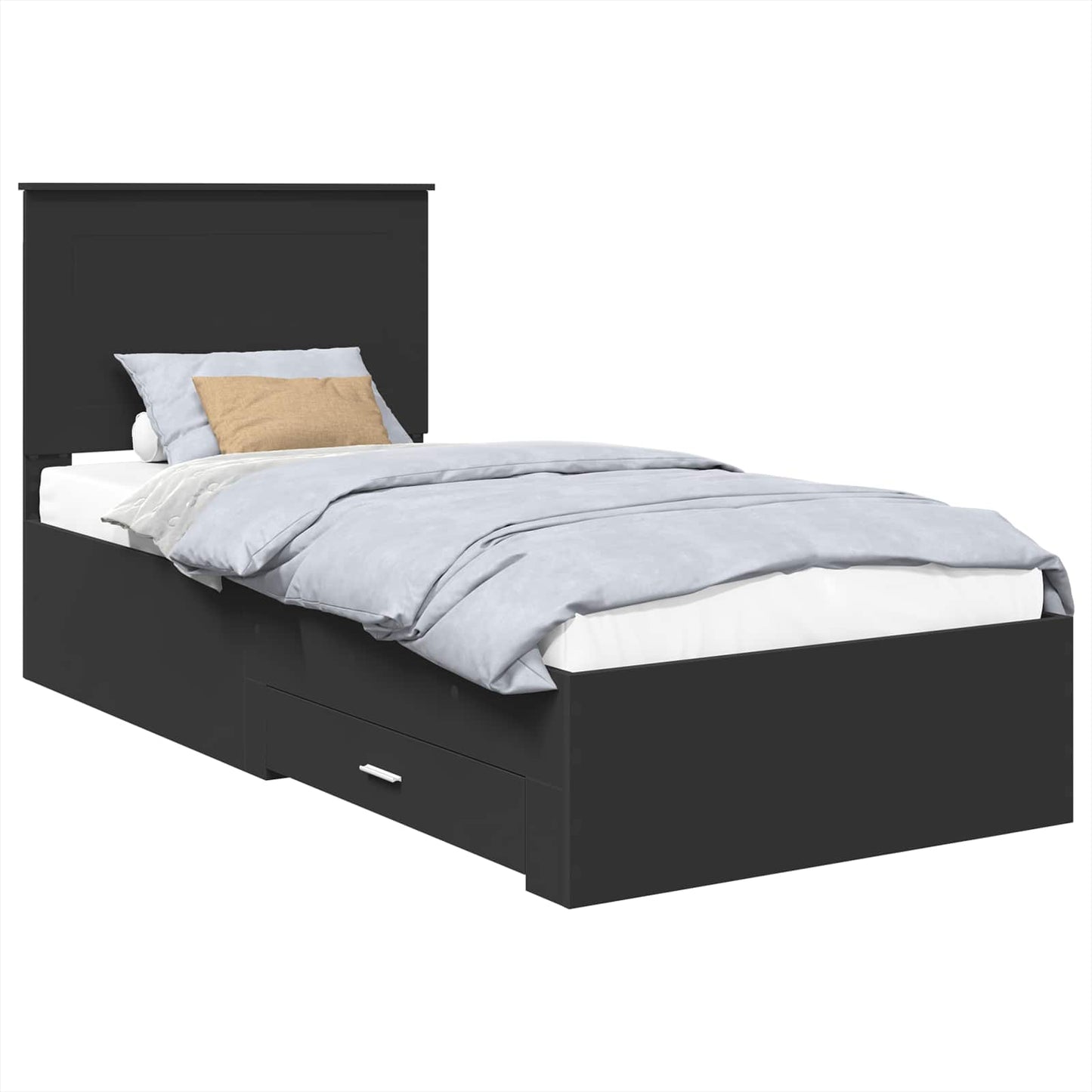 Bed Frame Black and Silver 100 x 200 cm Engineered Wood