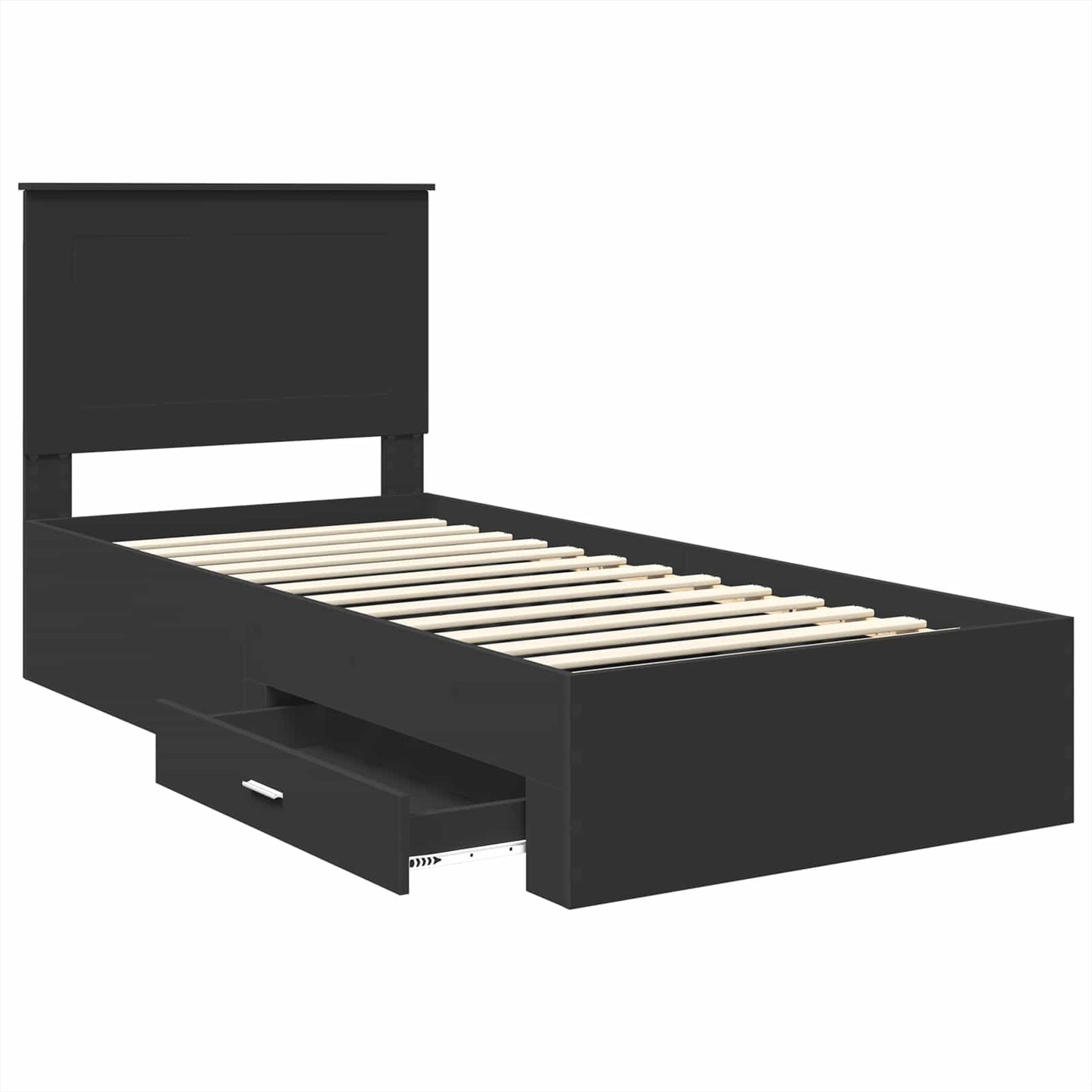 Bed Frame Black and Silver 100 x 200 cm Engineered Wood