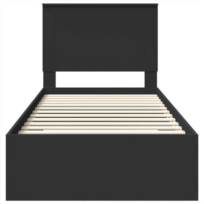Bed Frame Black and Silver 100 x 200 cm Engineered Wood