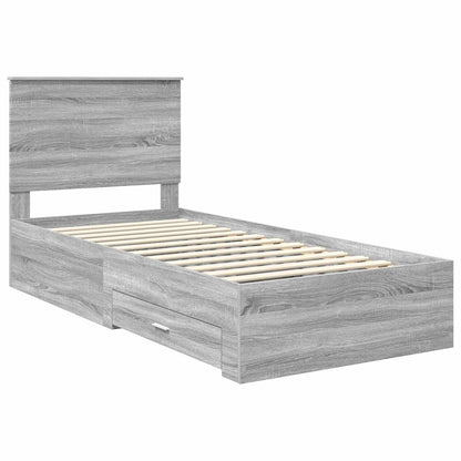 Bed Frame with Drawer Grey Sonoma 100 x 200 cm Engineered Wood
