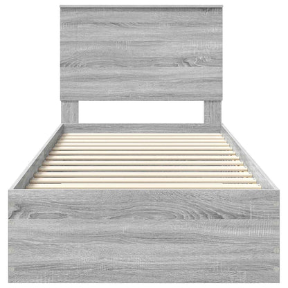 Bed Frame with Drawer Grey Sonoma 100 x 200 cm Engineered Wood