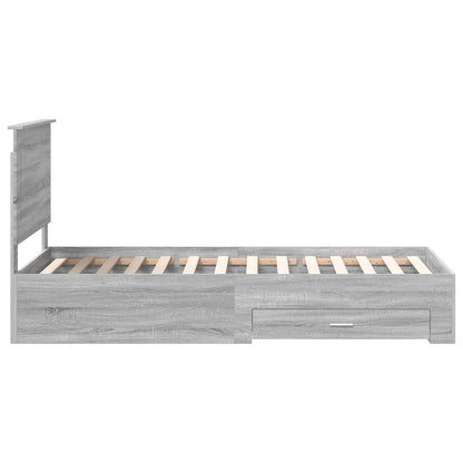 Bed Frame with Drawer Grey Sonoma 100 x 200 cm Engineered Wood