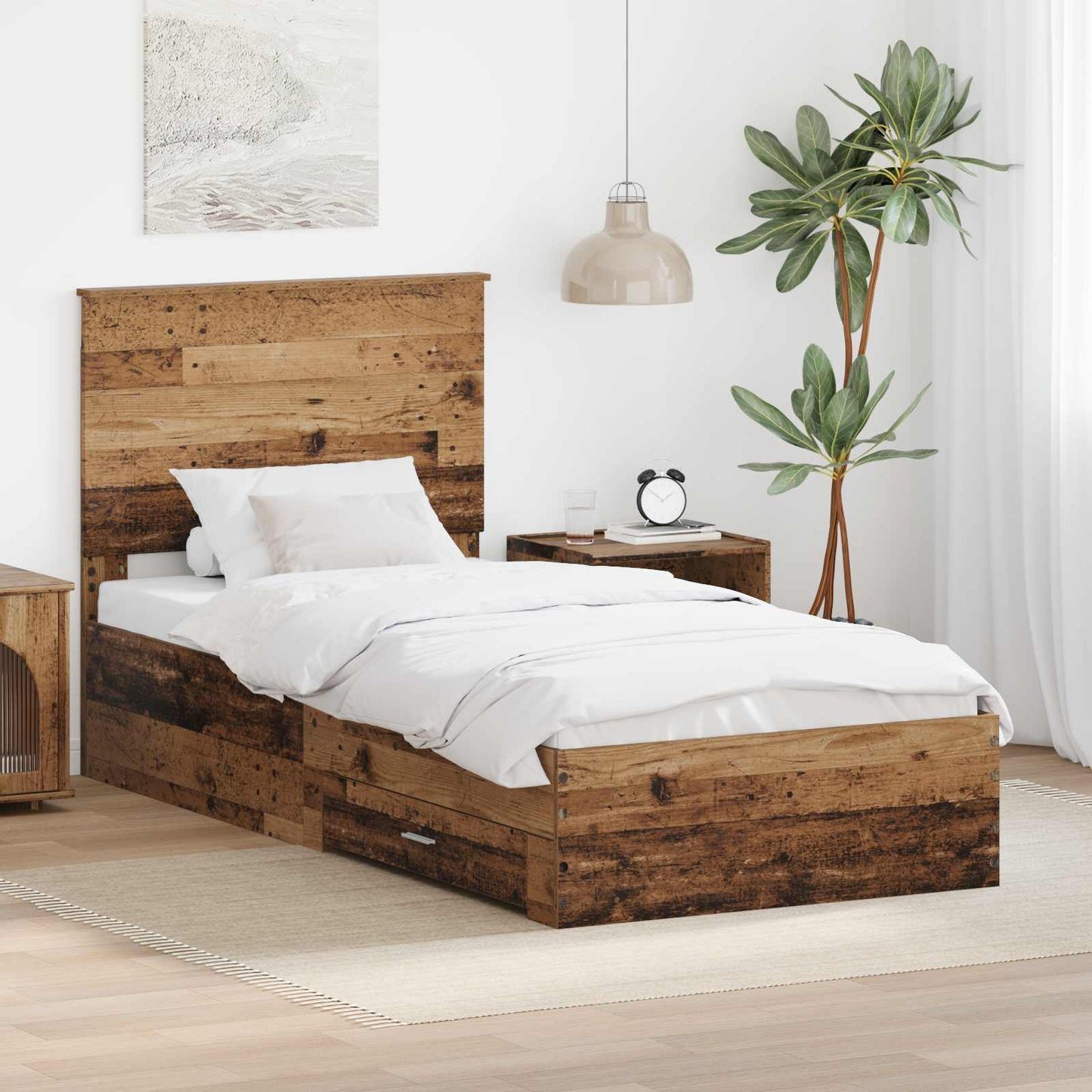 Bed Frame with Headboard Old Wood 100 x 200 cm Engineered Wood