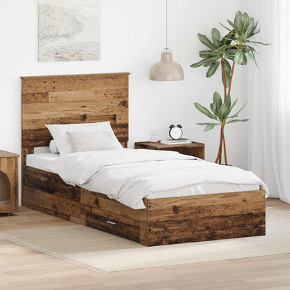 Bed Frame with Headboard Old Wood 100 x 200 cm Engineered Wood