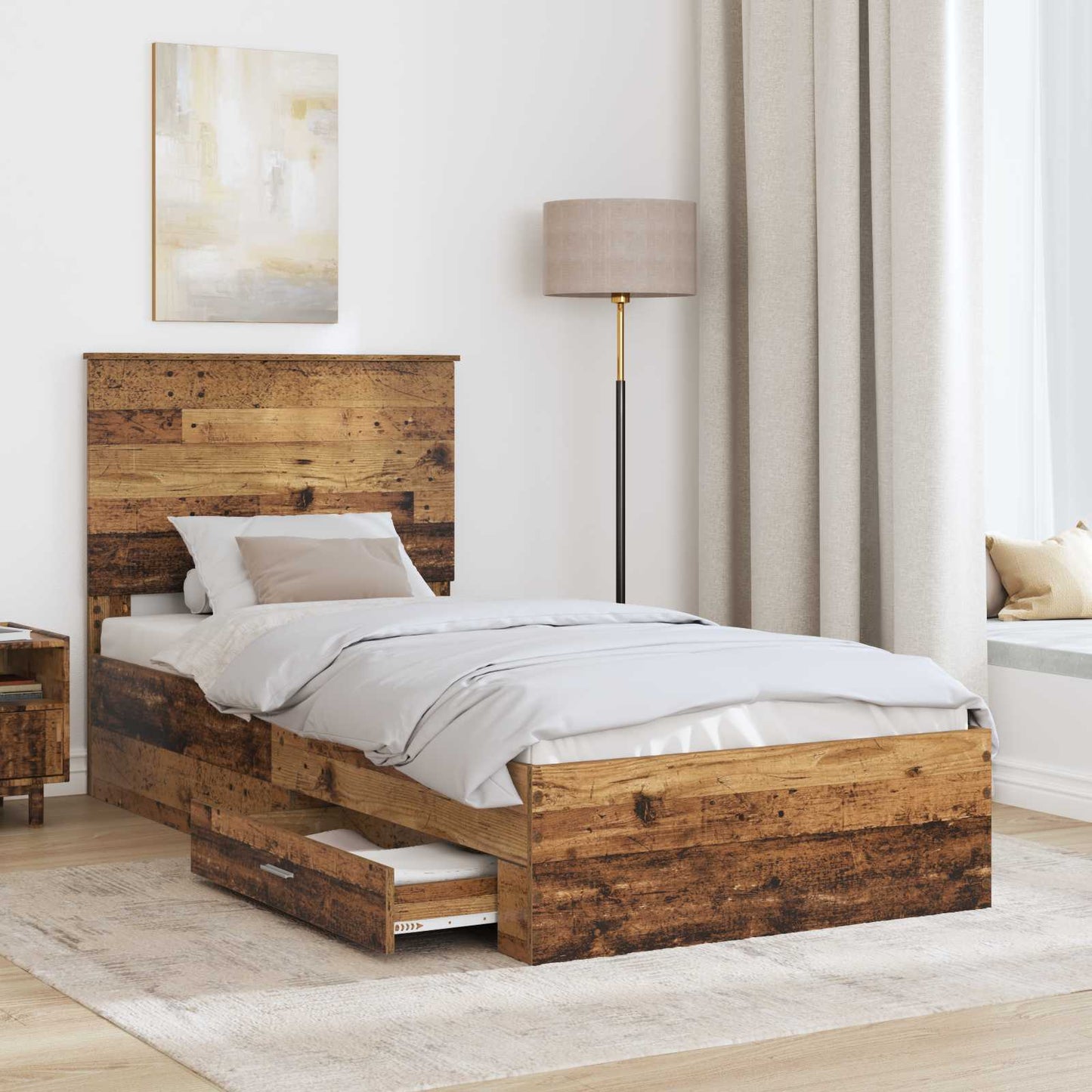 Bed Frame with Headboard Old Wood 100 x 200 cm Engineered Wood