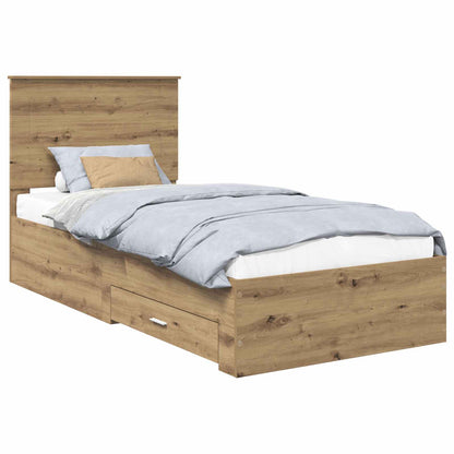 Bed Frame with Drawer Artisan Oak 100 x 200 cm Engineered Wood