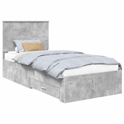 Bed Frame with Drawer Concrete Grey 90 x 190 cm Engineered Wood