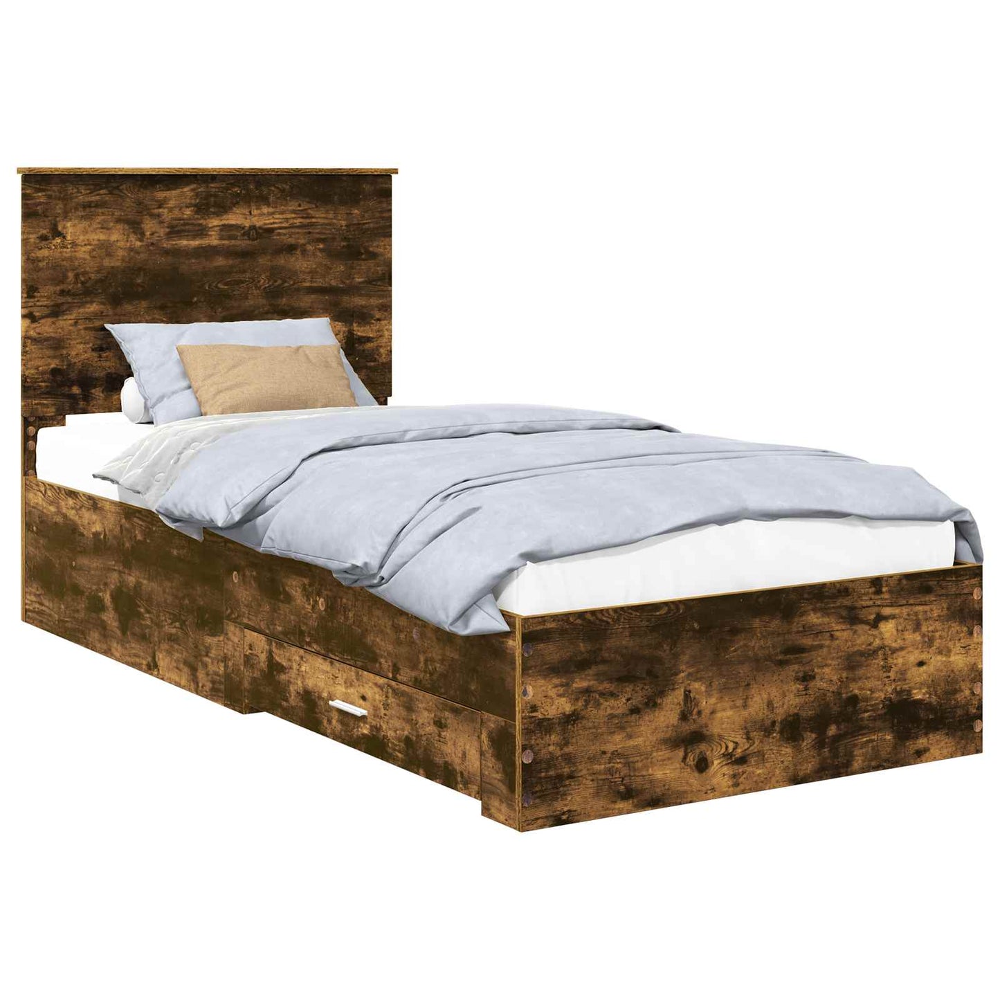 Bed Frame with Headboard Smoked Oak 90 x 190 cm Engineered Wood