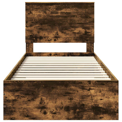 Bed Frame with Headboard Smoked Oak 90 x 190 cm Engineered Wood