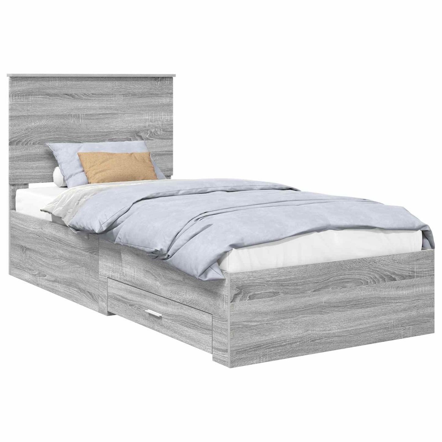 Bed Frame with Drawer Grey Sonoma 90 x 190 cm Engineered Wood
