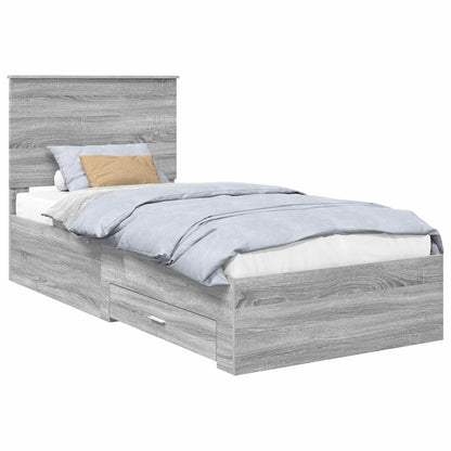 Bed Frame with Drawer Grey Sonoma 90 x 190 cm Engineered Wood