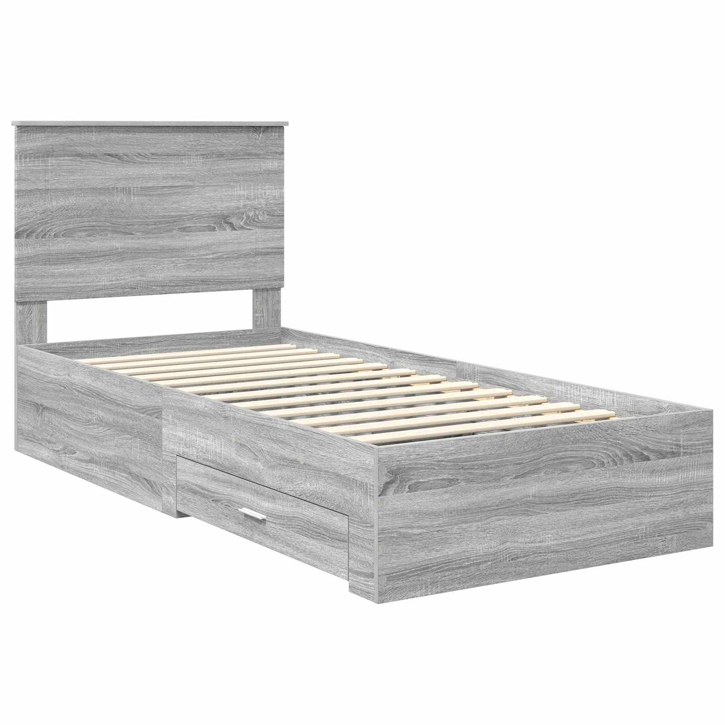 Bed Frame with Drawer Grey Sonoma 90 x 190 cm Engineered Wood