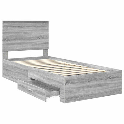 Bed Frame with Drawer Grey Sonoma 90 x 190 cm Engineered Wood