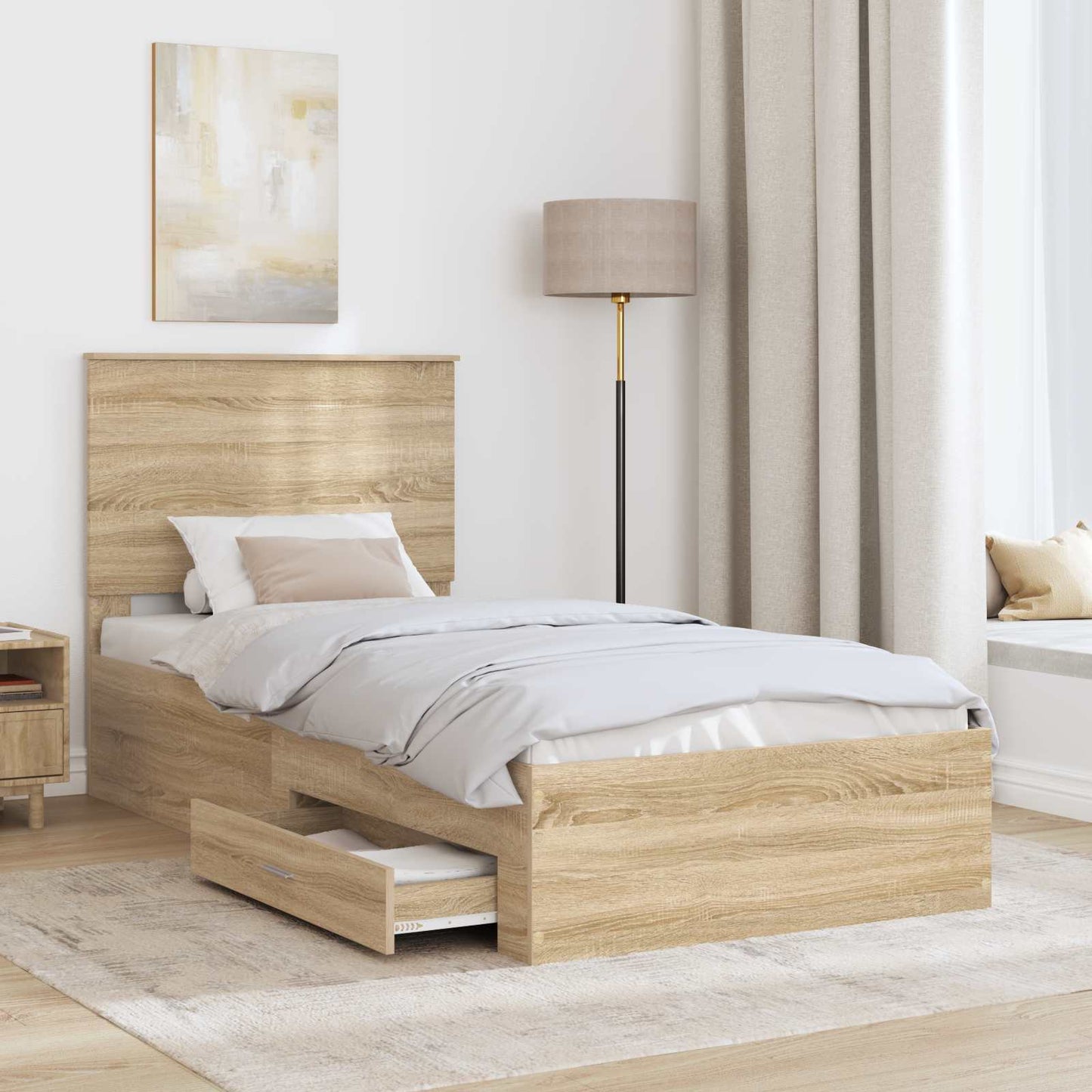 Bed Frame with Headboard Sonoma Oak 90 x 200 cm Engineered Wood