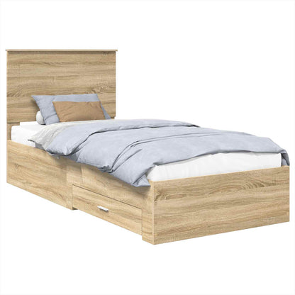Bed Frame with Headboard Sonoma Oak 90 x 200 cm Engineered Wood