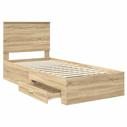 Bed Frame with Headboard Sonoma Oak 90 x 200 cm Engineered Wood