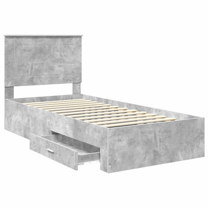 Bed Frame with Drawer Concrete Grey 90 x 200 cm Engineered Wood