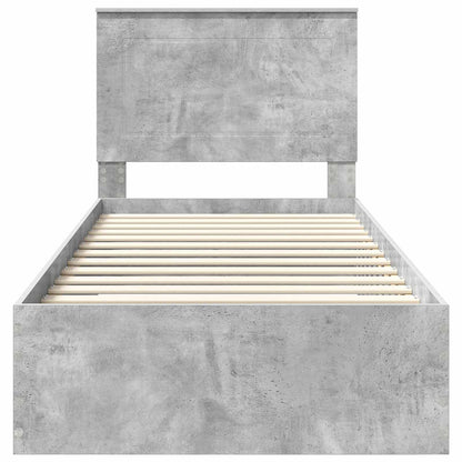 Bed Frame with Drawer Concrete Grey 90 x 200 cm Engineered Wood