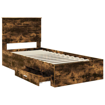 Bed Frame with Headboard Smoked Oak 90 x 200 cm Engineered Wood