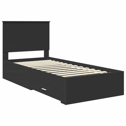 Bed Frame Black and Silver 75 x 190 cm Engineered Wood
