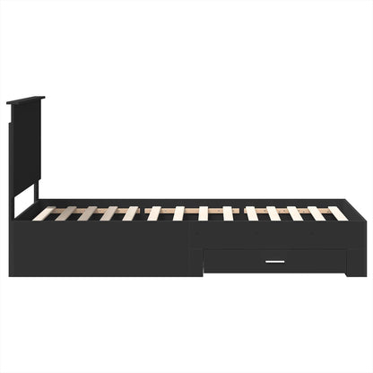 Bed Frame Black and Silver 75 x 190 cm Engineered Wood