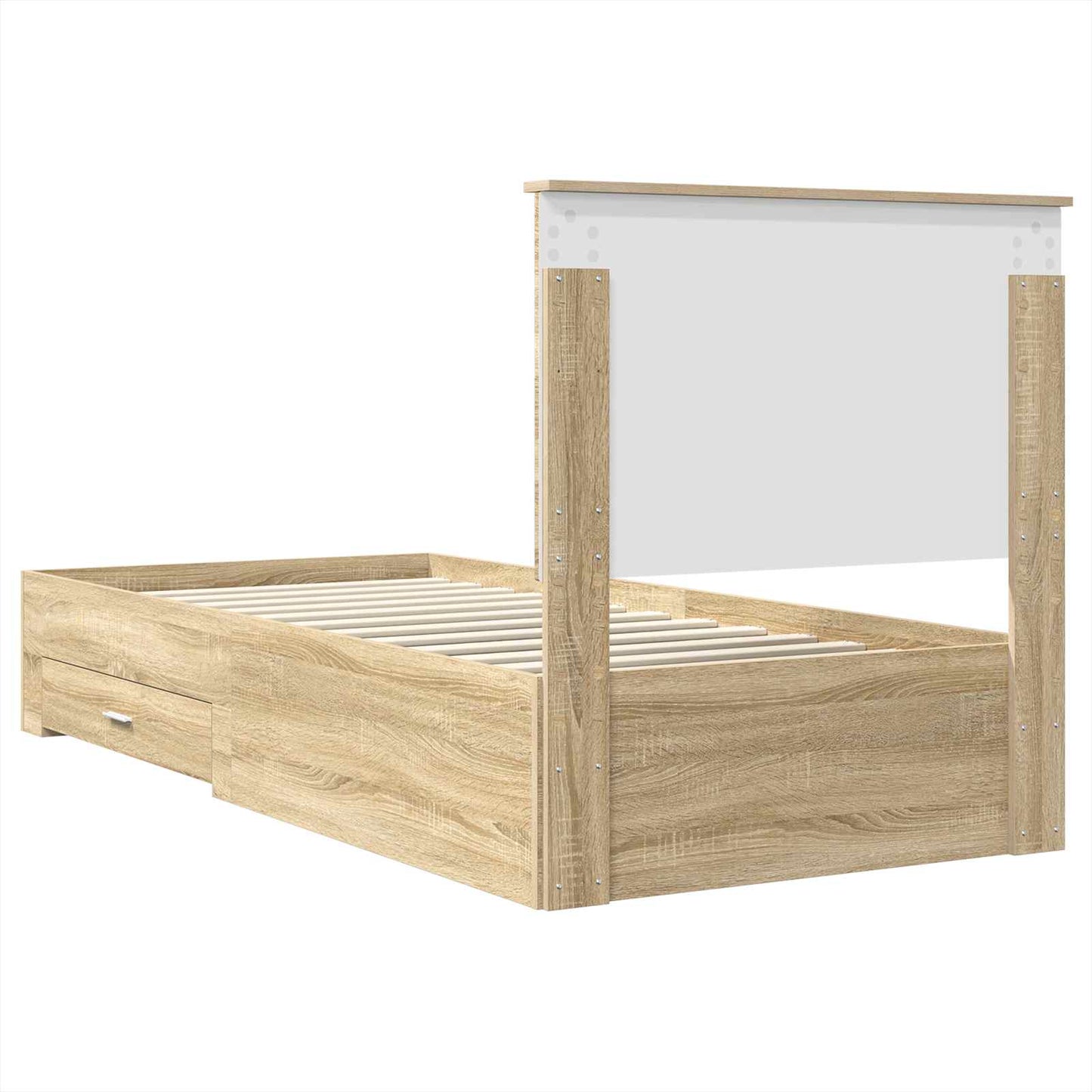 Bed Frame Sonoma Oak and Silver 75 x 190 cm Engineered Wood