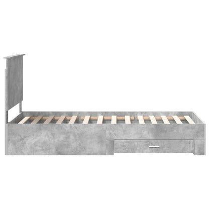Bed Frame Concrete Grey and Silver 75 x 190 cm Engineered Wood