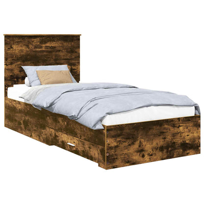 Bed Frame Smoked Oak and Silver 75 x 190 cm Engineered Wood