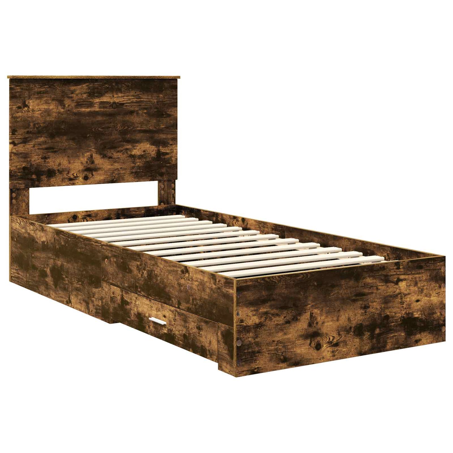 Bed Frame Smoked Oak and Silver 75 x 190 cm Engineered Wood