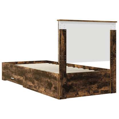 Bed Frame Smoked Oak and Silver 75 x 190 cm Engineered Wood