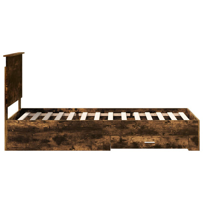 Bed Frame Smoked Oak and Silver 75 x 190 cm Engineered Wood