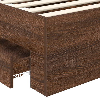 Bed Frame Brown Oak and Silver 75 x 190 cm Engineered Wood