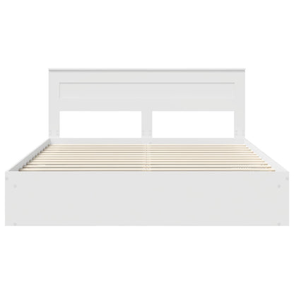 Bed Frame with Headboard White 200 x 200 cm Solid Pine Wood