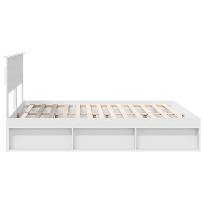 Bed Frame with Headboard White 200 x 200 cm Solid Pine Wood