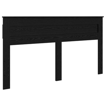 Bed Frame with Headboard Black 200 x 200 cm Solid Pine Wood
