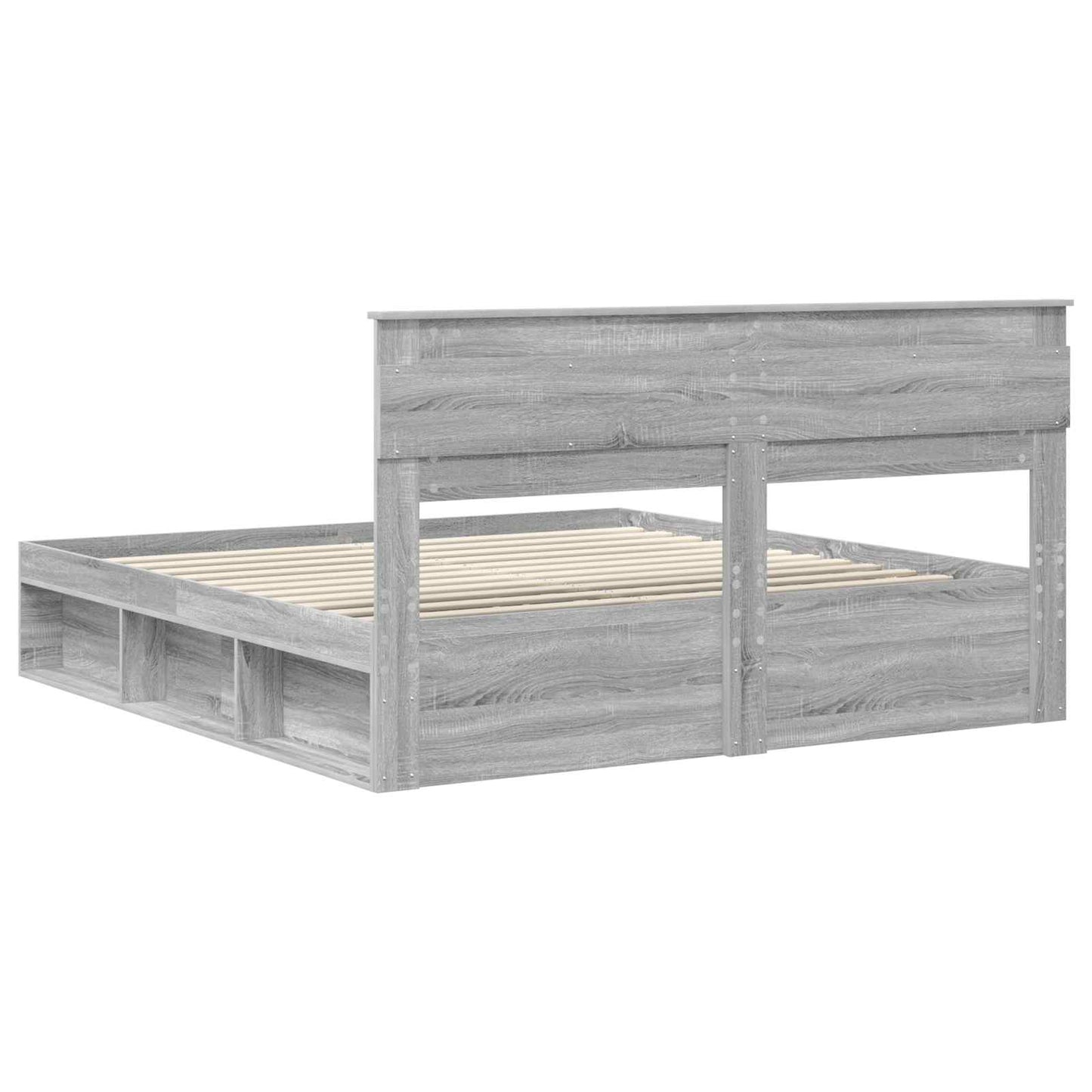 Bed Frame Grey Sonoma 180 x 200 cm Solid Pine Wood