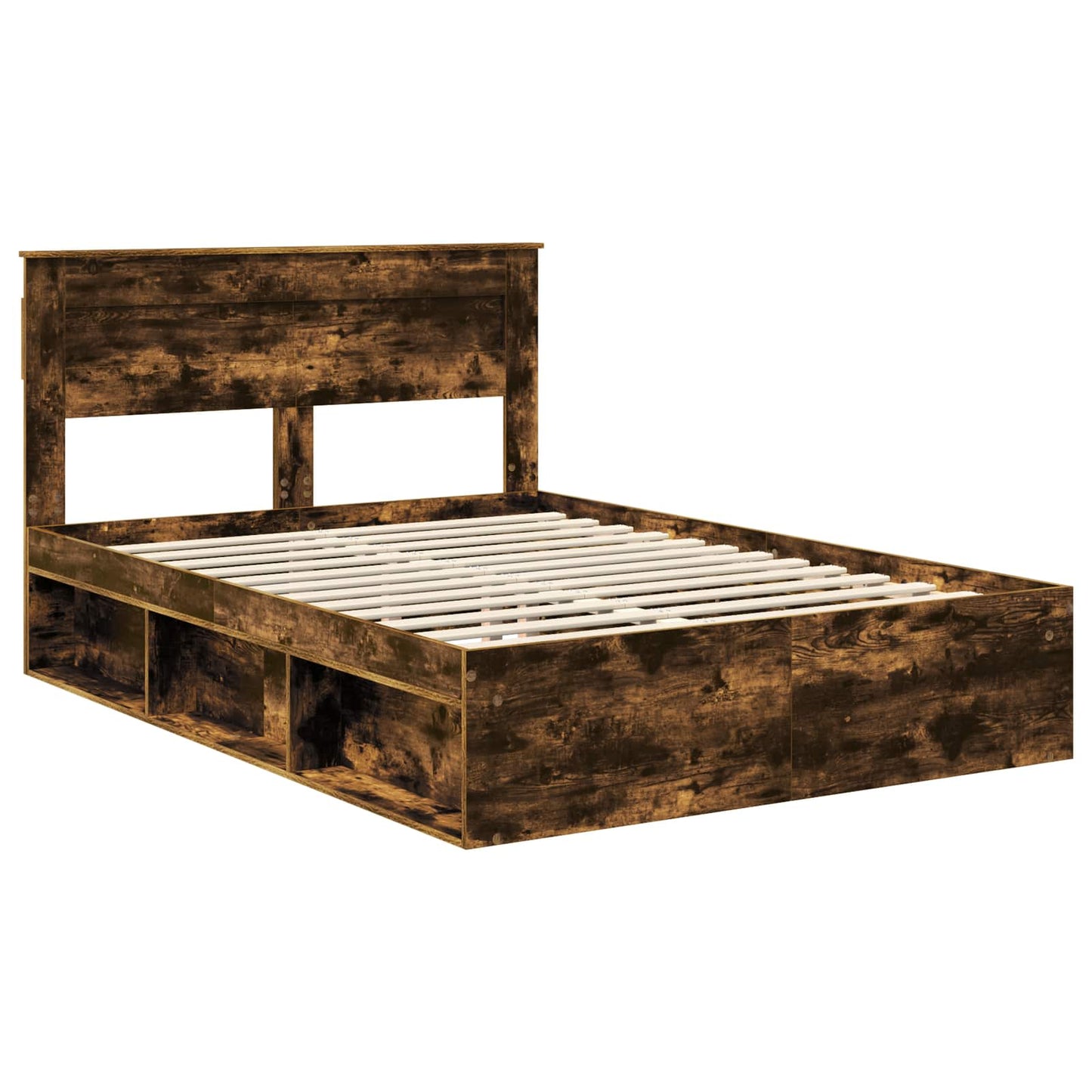 Bed Frame Smoked Oak 160 x 200 cm Solid Pine Wood