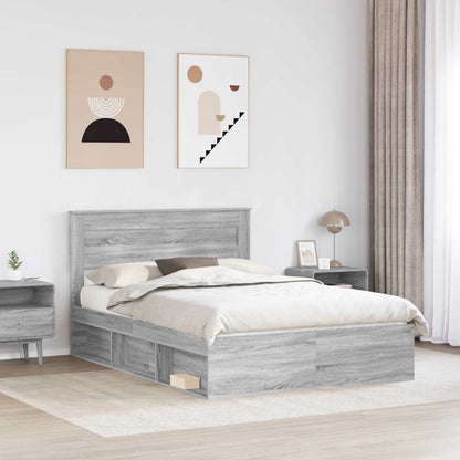 Bed Frame Grey Sonoma 160 x 200 cm Solid Pine Wood