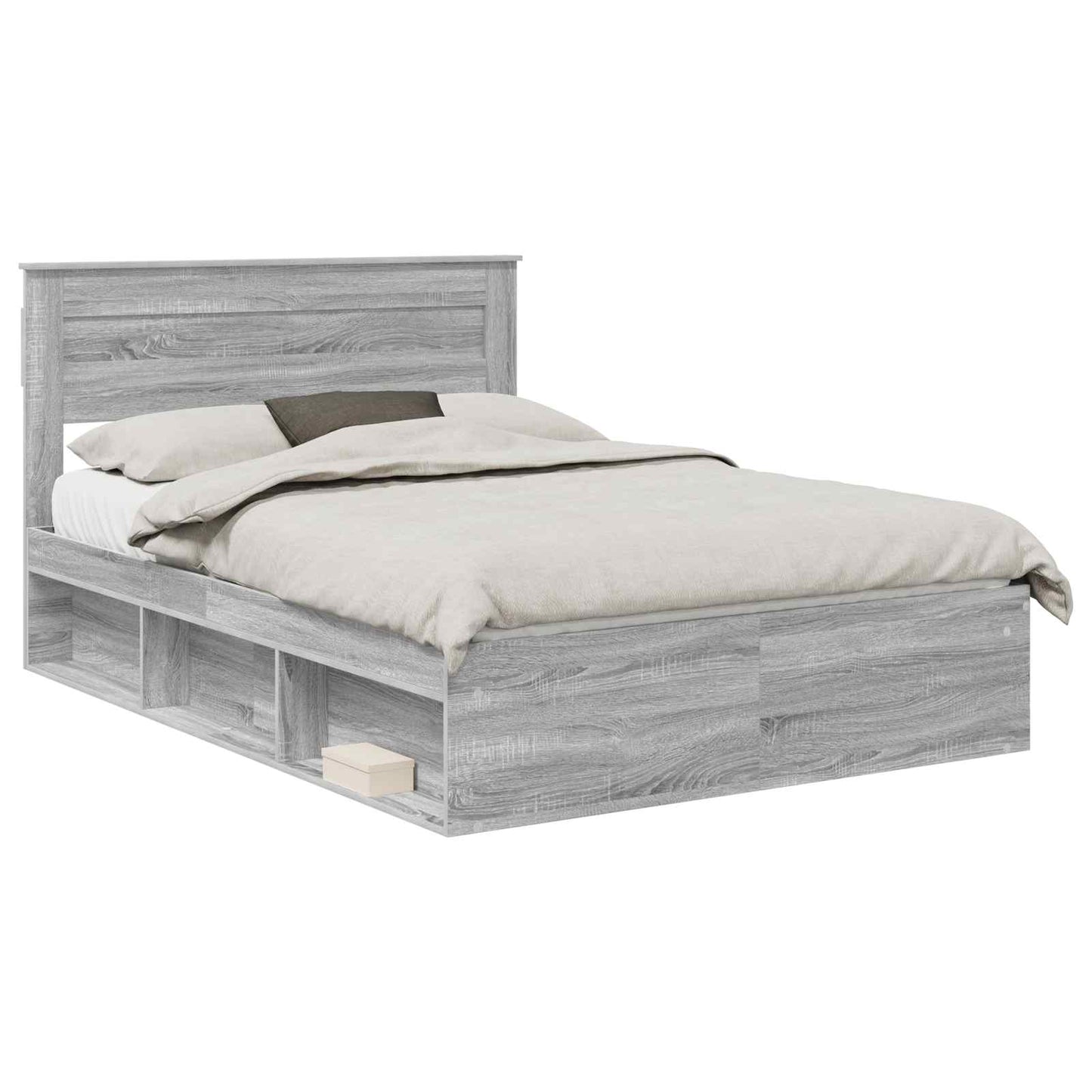 Bed Frame Grey Sonoma 160 x 200 cm Solid Pine Wood