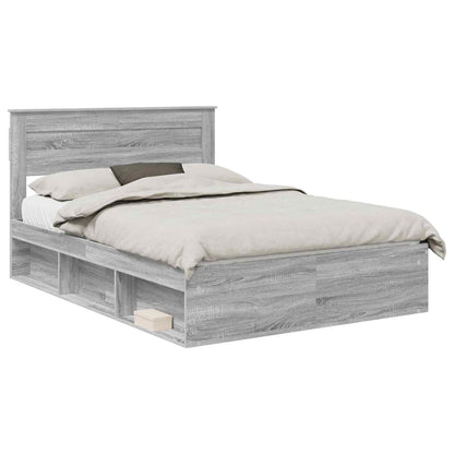 Bed Frame Grey Sonoma 160 x 200 cm Solid Pine Wood