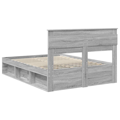 Bed Frame Grey Sonoma 160 x 200 cm Solid Pine Wood