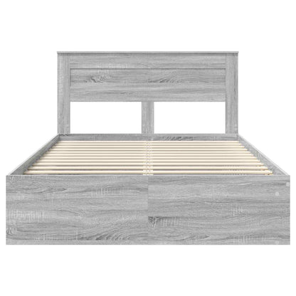 Bed Frame Grey Sonoma 160 x 200 cm Solid Pine Wood