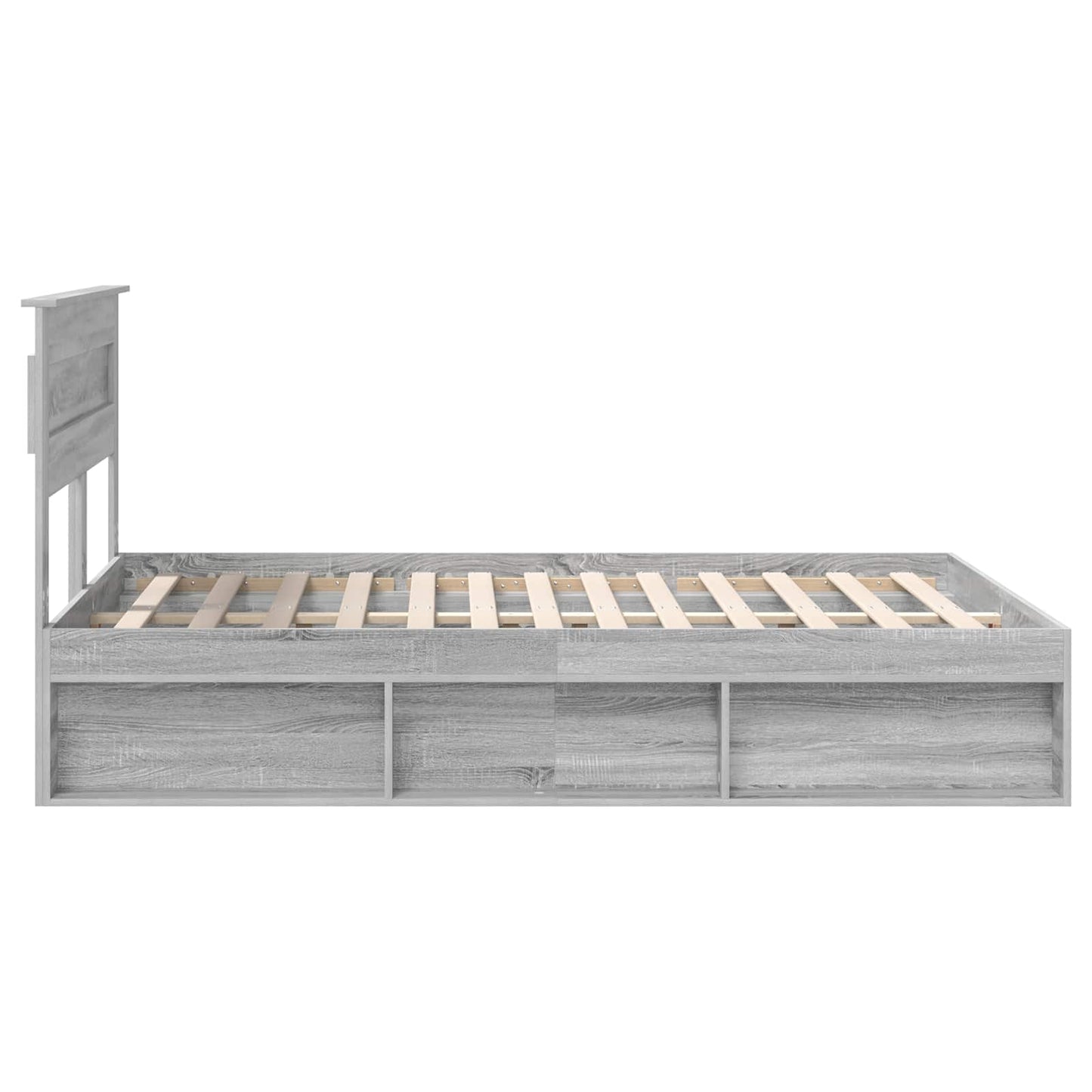Bed Frame Grey Sonoma 160 x 200 cm Solid Pine Wood