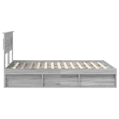 Bed Frame Grey Sonoma 160 x 200 cm Solid Pine Wood