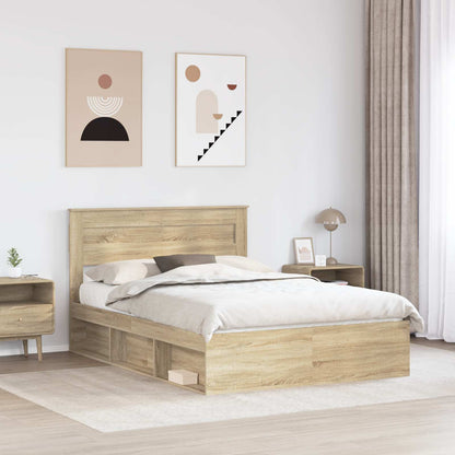 Bed Frame with Storage Sonoma Oak 150 x 200 cm Solid Pine Wood