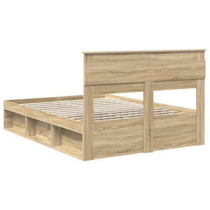 Bed Frame with Storage Sonoma Oak 150 x 200 cm Solid Pine Wood
