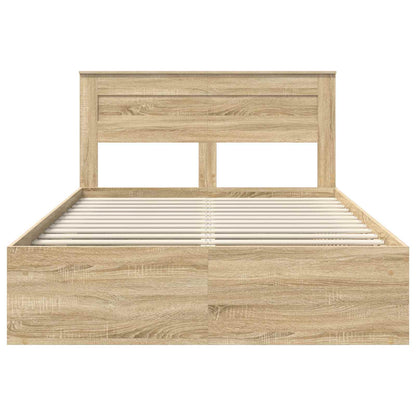 Bed Frame with Storage Sonoma Oak 150 x 200 cm Solid Pine Wood