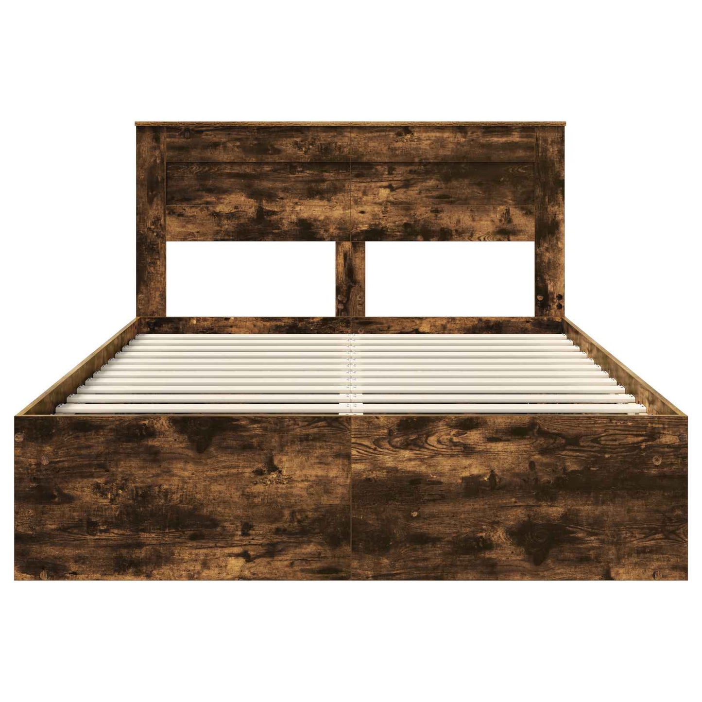 Bed Frame with Storage Smoked Oak 150 x 200 cm Solid Pine Wood