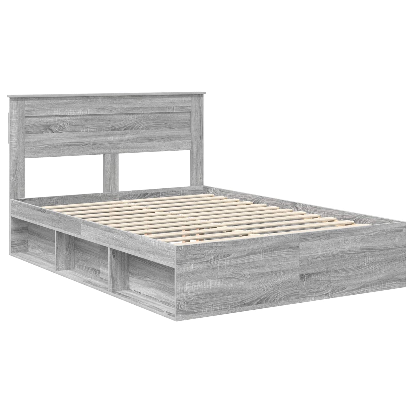 Bed Frame with Storage Grey Sonoma 150 x 200 cm Solid Pine Wood