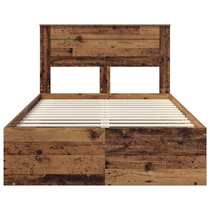 Bed Frame with Headboard Old Wood 135 x 190 cm Solid Pine Wood